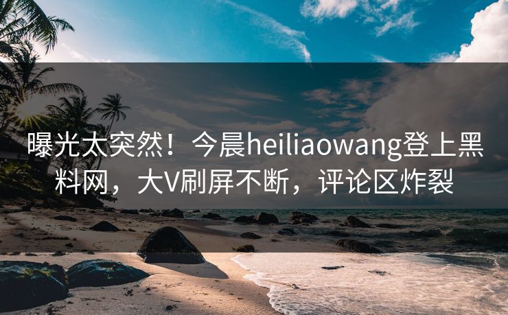 曝光太突然！今晨heiliaowang登上黑料网，大V刷屏不断，评论区炸裂
