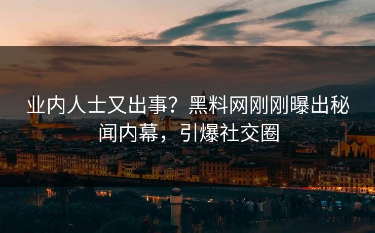 业内人士又出事？黑料网刚刚曝出秘闻内幕，引爆社交圈