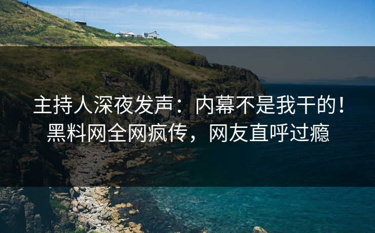 主持人深夜发声：内幕不是我干的！黑料网全网疯传，网友直呼过瘾