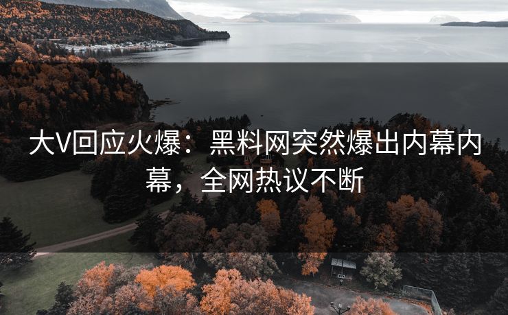 大V回应火爆：黑料网突然爆出内幕内幕，全网热议不断