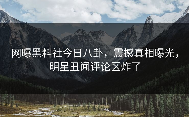 网曝黑料社今日八卦，震撼真相曝光，明星丑闻评论区炸了