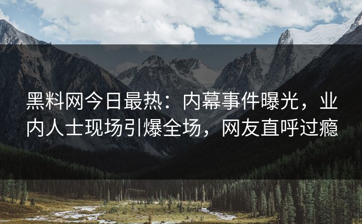 黑料网今日最热：内幕事件曝光，业内人士现场引爆全场，网友直呼过瘾