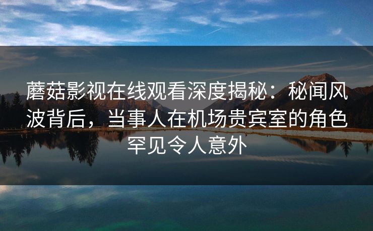 蘑菇影视在线观看深度揭秘：秘闻风波背后，当事人在机场贵宾室的角色罕见令人意外
