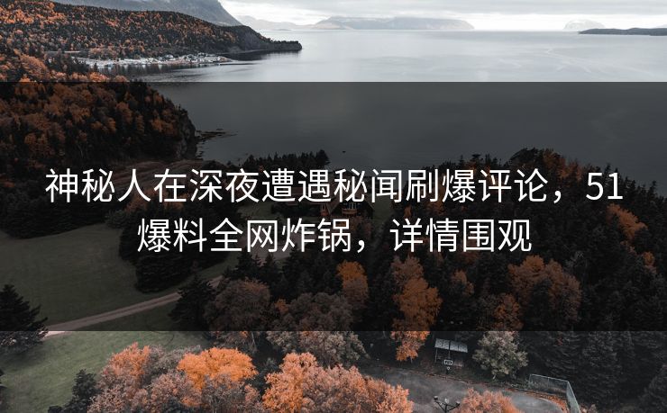 神秘人在深夜遭遇秘闻刷爆评论，51爆料全网炸锅，详情围观