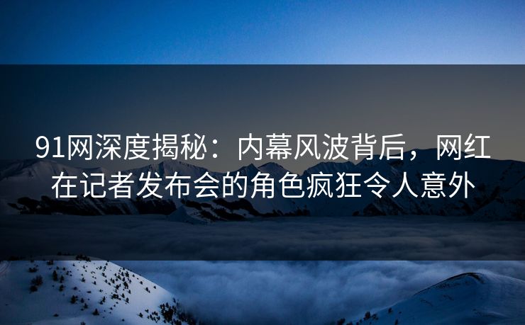 91网深度揭秘：内幕风波背后，网红在记者发布会的角色疯狂令人意外