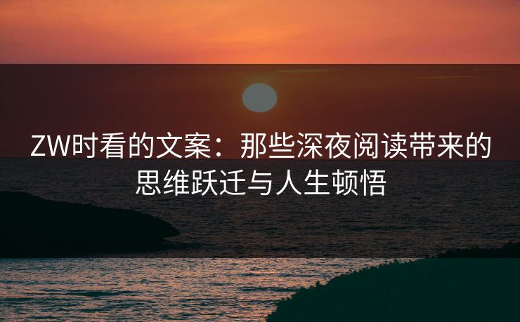 ZW时看的文案:那些深夜阅读带来的思维跃迁与人生顿悟 ZW时看的文案:那些深夜阅读带来的思维跃迁与人生顿悟